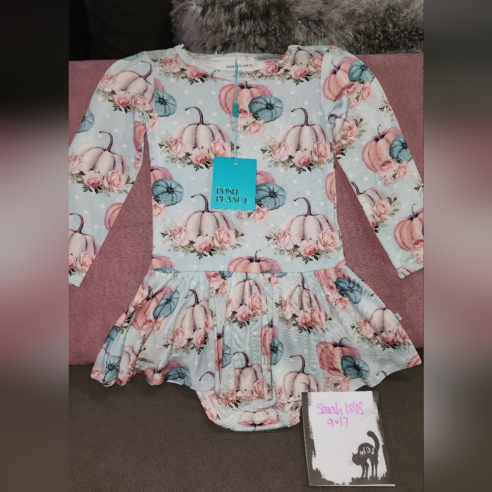 Floral Pumpkin Long Sleeve Baby Dress